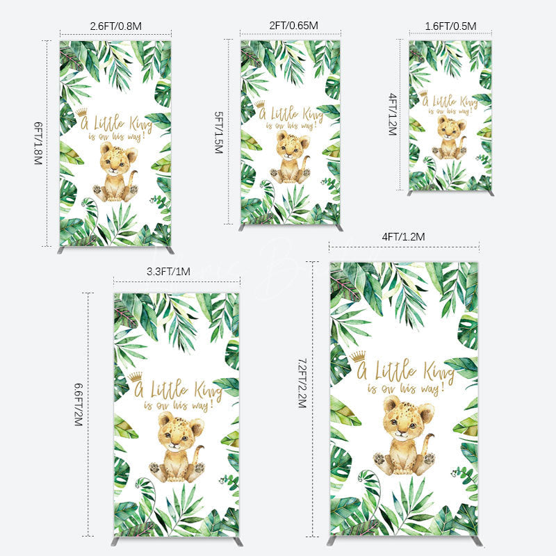 Lofaris Boho Green Leaves Lion Baby Shower Rectangle Backdrop