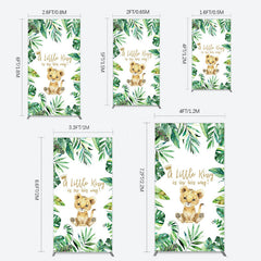 Lofaris Boho Green Leaves Lion Baby Shower Rectangle Backdrop