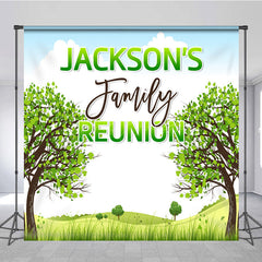 Lofaris Boho Green Tree Hill Custom Family Reunion Backdrop