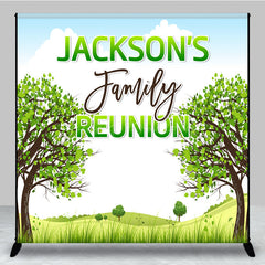 Lofaris Boho Green Tree Hill Custom Family Reunion Backdrop