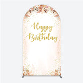 Lofaris Boho Happy Birthday Arch Backdrop Pampas Grass and Dried Flowers with Gold Glitter Rustic Floral Photo Prop