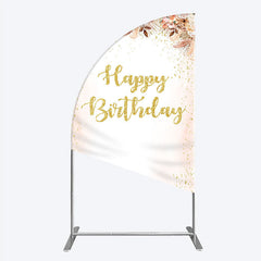 Lofaris Boho Happy Birthday Half Moon Arch Backdrop Pampas Grass and Dried Flowers with Gold Glitter Rustic Floral Photo Prop