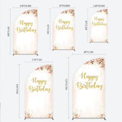 Lofaris Boho Happy Birthday Half Moon Arch Backdrop Pampas Grass and Dried Flowers with Gold Glitter Rustic Floral Photo Prop