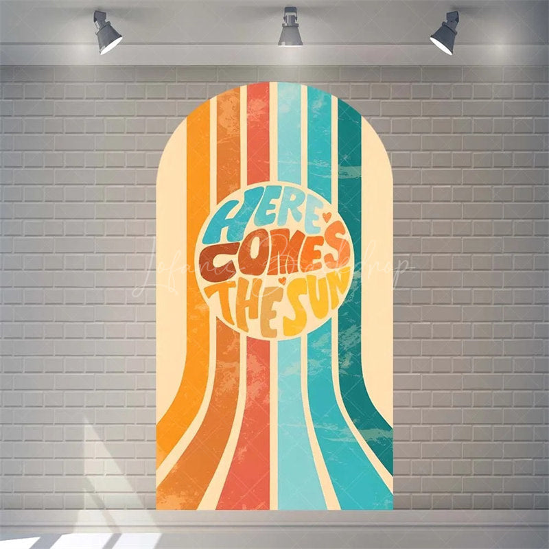 Lofaris Boho Here Comes The Son Baby Shower Arch Backdrop Vibrant Rianbow And Sun Rays Boys Party Photo Prop