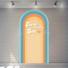 Lofaris Boho Here Comes The Son Baby Shower Arch Backdrop Vibrant Rianbow And Sun Rays Boys Party Photo Prop