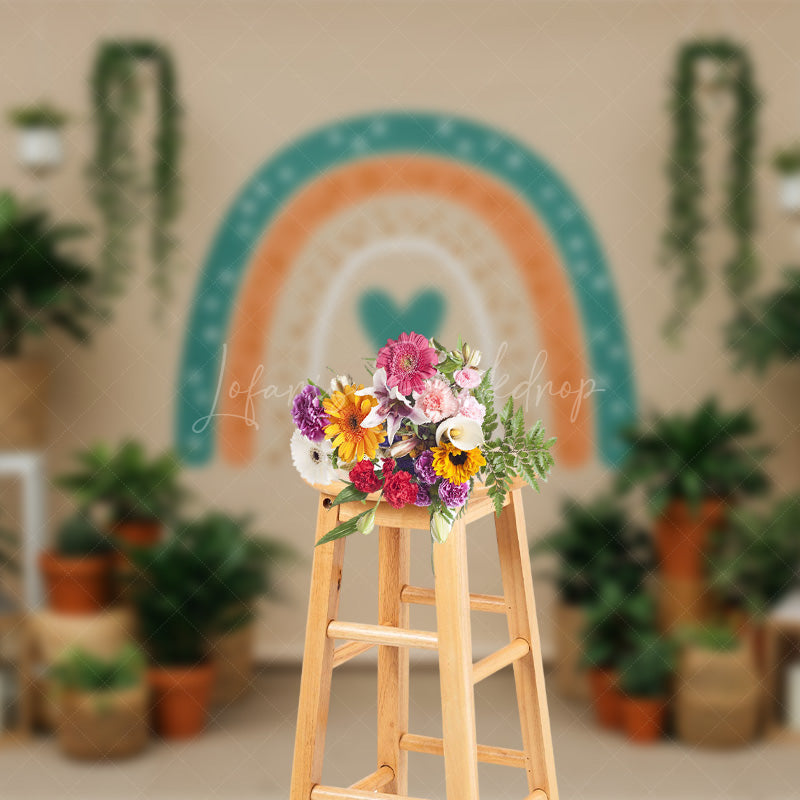 Lofaris Boho Indoor Plants Rainbow Color Wedding Backdrop