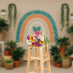 Lofaris Boho Indoor Plants Rainbow Color Wedding Backdrop