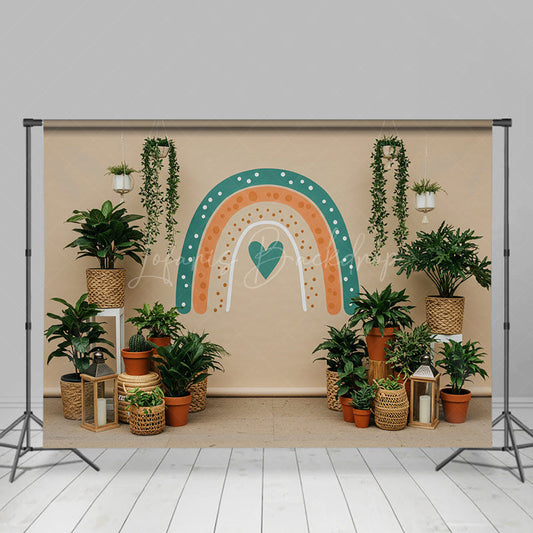 Lofaris Boho Indoor Plants Rainbow Color Wedding Backdrop