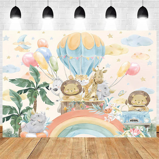 Lofaris Boho Jungle Safari Animals Backdrop Adventure for Baby Shower or Birthday Party Photo Prop Decor