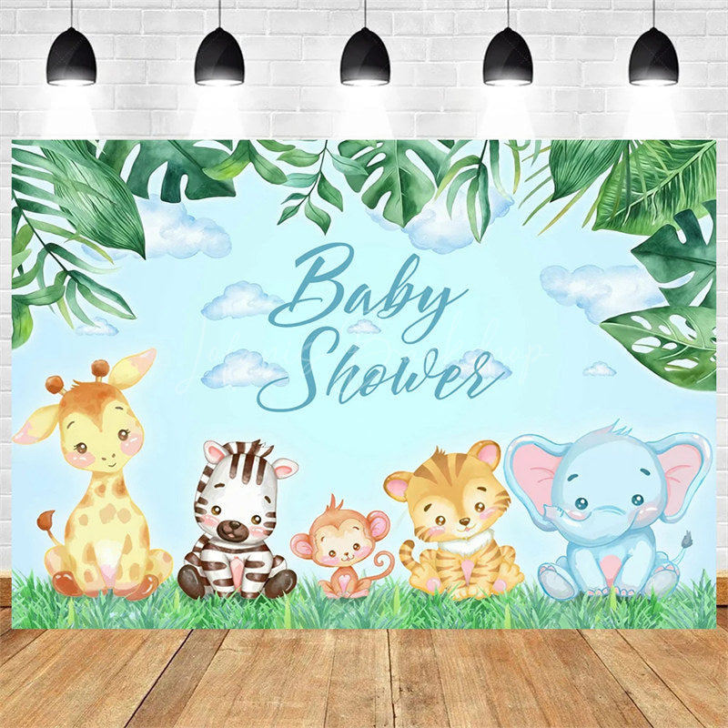 Lofaris Boho Jungle Safari Animals Backdrop Adventure for Baby Shower or Birthday Party Photo Prop Decor