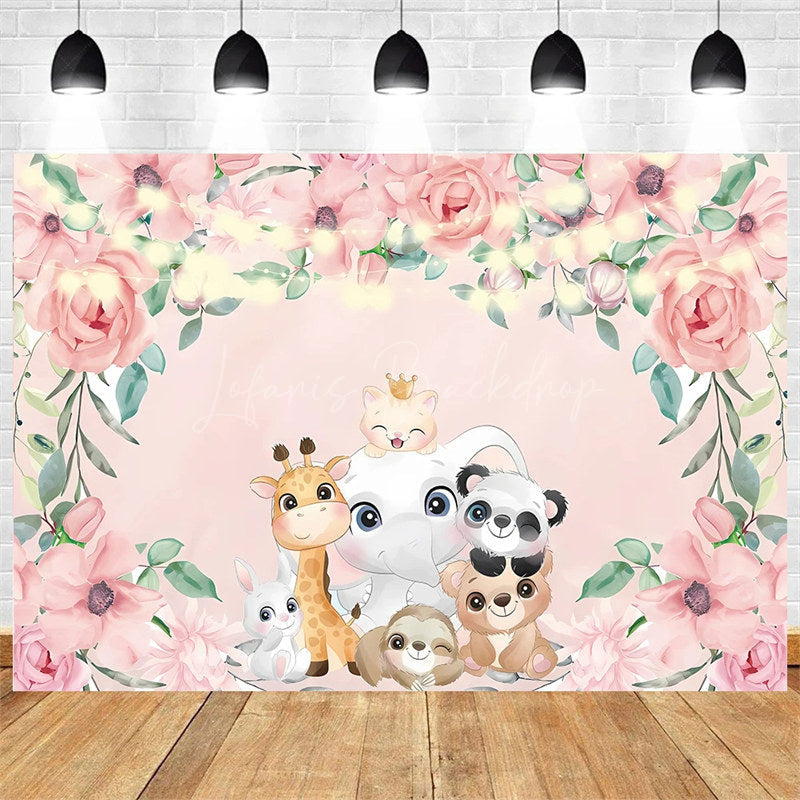 Lofaris Boho Jungle Safari Animals Backdrop Adventure for Baby Shower or Birthday Party Photo Prop Decor