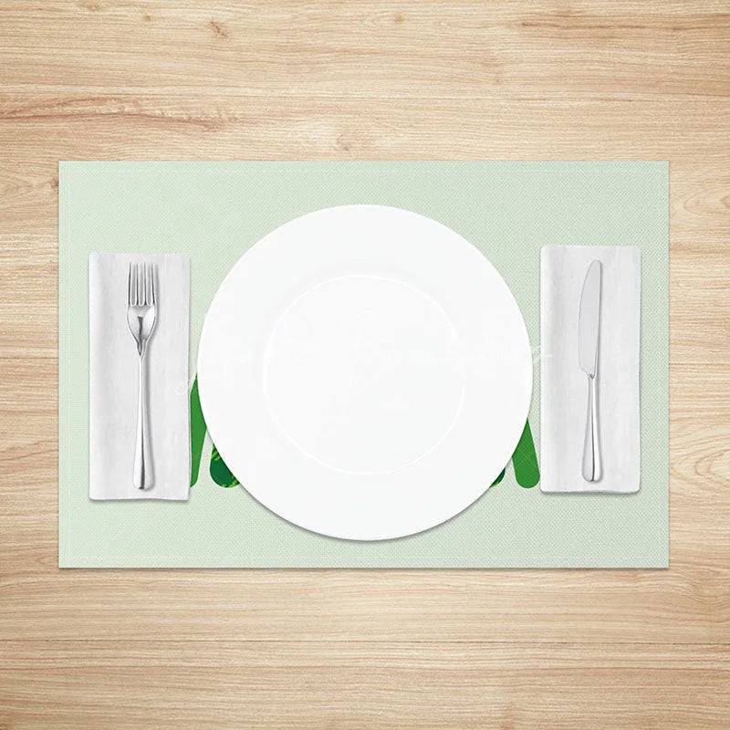 Lofaris Boho Lucky Rainbow Set of 4 Placemats St. Patricks Day Plaid and Mint Green Table Mats