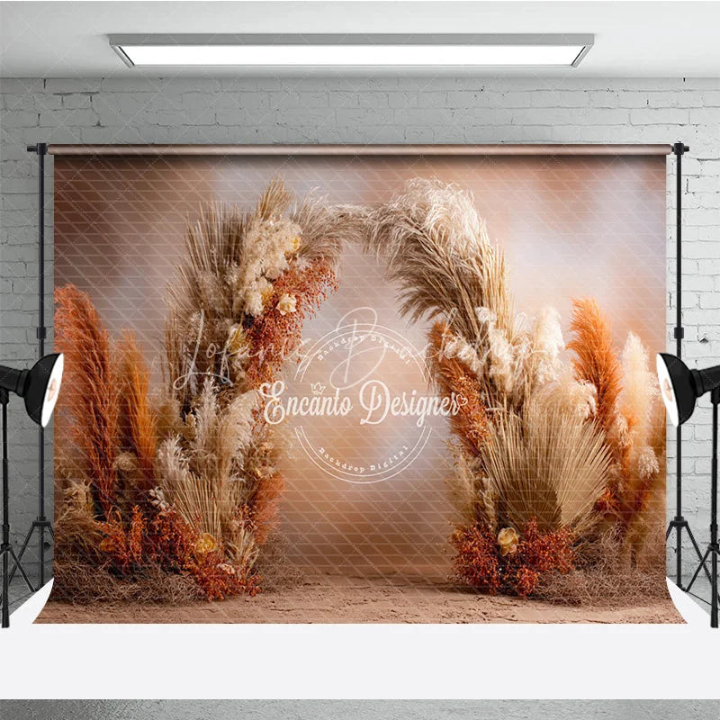 Lofaris Boho Pampas Grass Arch Backdrop Dried Palm Leaves Decor Rustic Terracotta Wedding Photo Booth Prop
