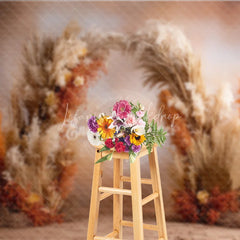 Lofaris Boho Pampas Grass Arch Backdrop Dried Palm Leaves Decor Rustic Terracotta Wedding Photo Booth Prop