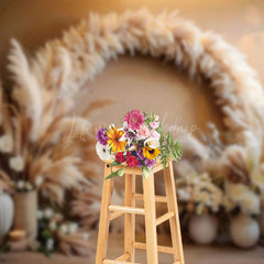 Lofaris Boho Pampas Grass Floral Vase Wedding Photo Backdrop