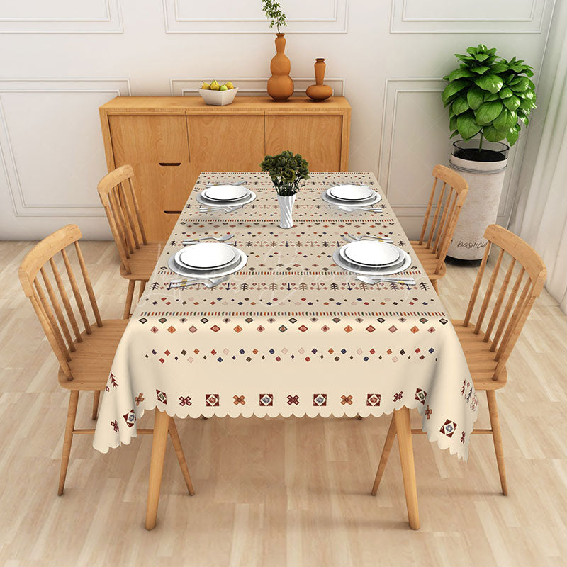 Lofaris Boho Pattern Beige Tablecloth For Dinning Room Decor