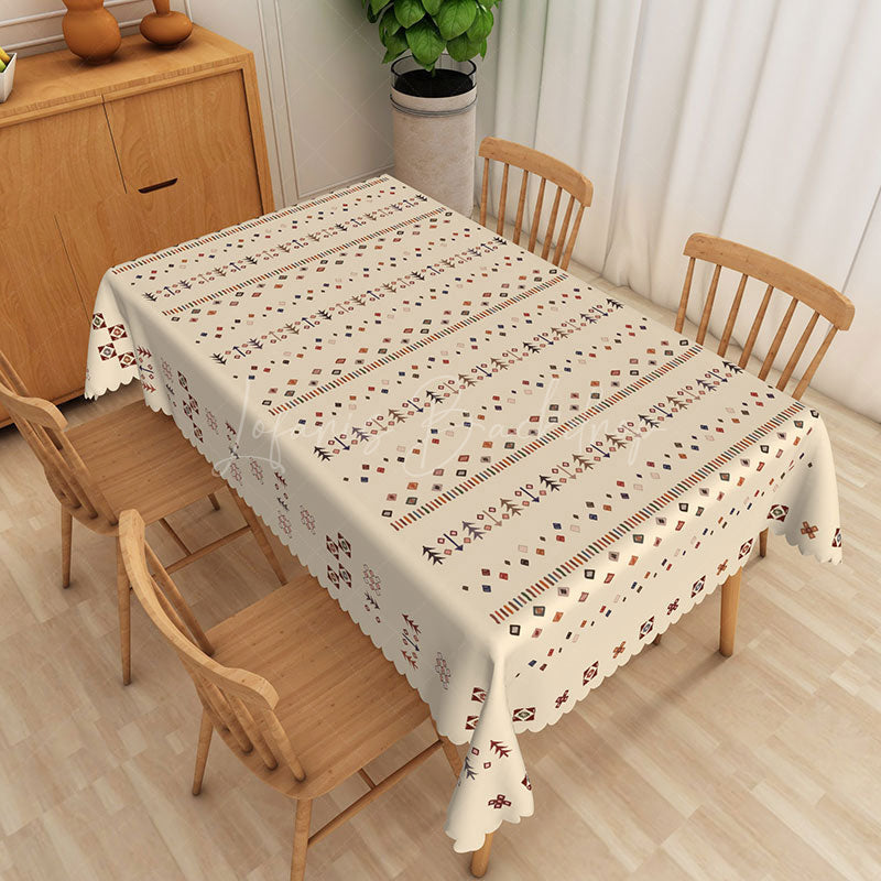 Lofaris Boho Pattern Beige Tablecloth For Dinning Room Decor