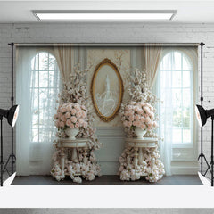 Lofaris Boho Pure White Curtain Floral Room Wedding Backdrop