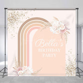 Lofaris Boho Rainbow Arch Floral Custom Name Birthday Backdrop