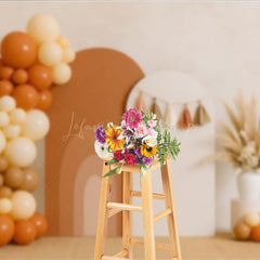 Lofaris Boho Rainbow Arch Panels Photography Backdrop Neutral Balloon Garland and Pampas Grass First Birthday Photo Prop