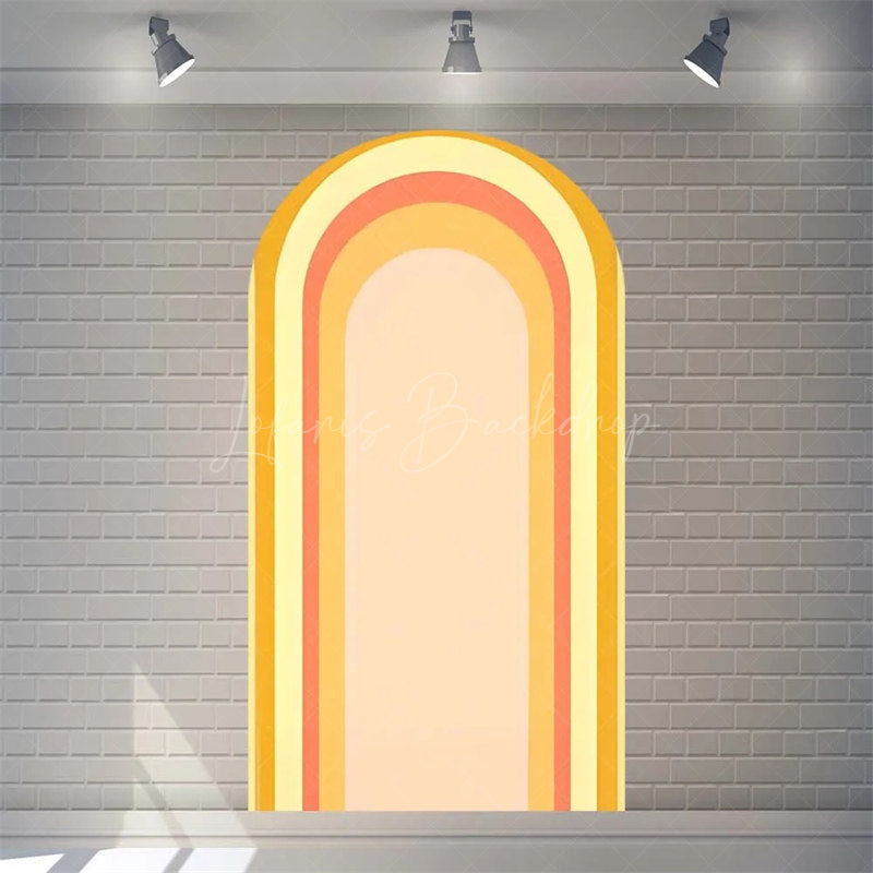 Lofaris Boho Rainbow Baby Shower Arch Backdrop Vibrant Summer Sun Rays Pattern Perfect For Festive Party Decor