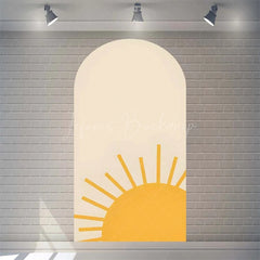 Lofaris Boho Rainbow Baby Shower Arch Backdrop Vibrant Summer Sun Rays Pattern Perfect For Festive Party Decor