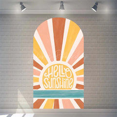 Lofaris Boho Rainbow Baby Shower Arch Backdrop Vibrant Summer Sun Rays Pattern Perfect For Festive Party Decor