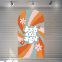 Lofaris Boho Rainbow Baby Shower Arch Backdrop Vibrant Summer Sun Rays Pattern Perfect For Festive Party Decor