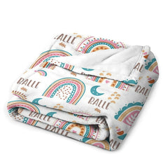 Lofaris Boho Rainbow Cutsom Name Blanket for Girl