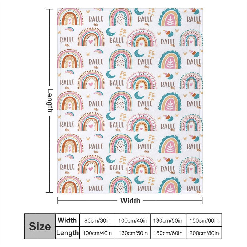 Lofaris Boho Rainbow Cutsom Name Blanket for Girl