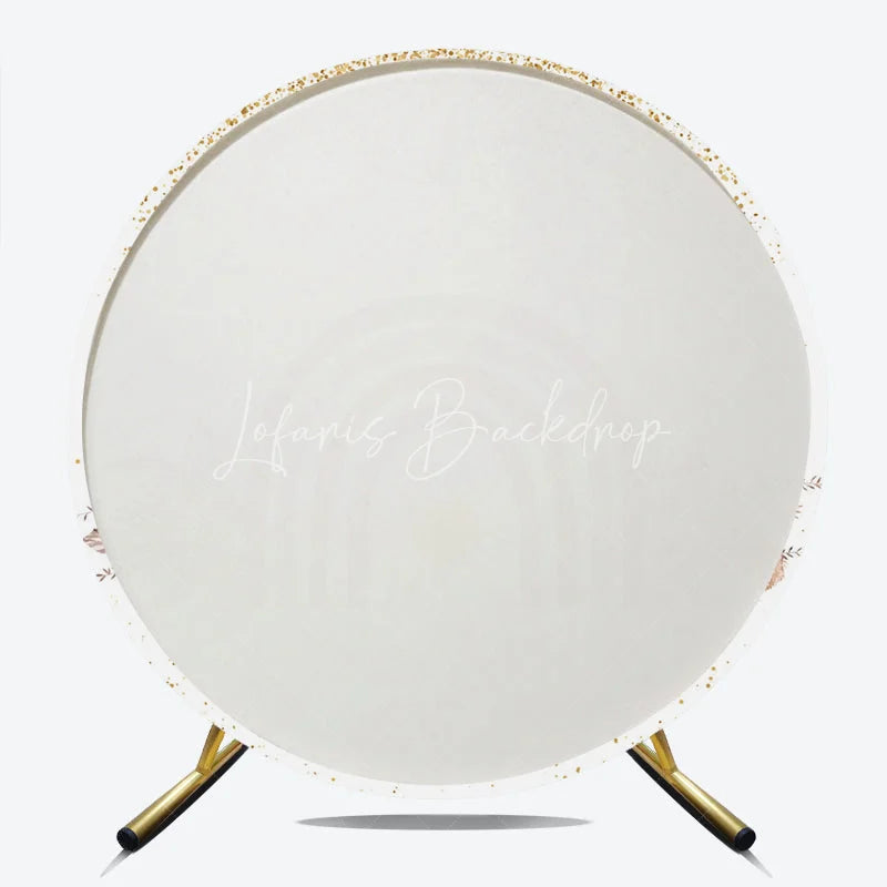 Lofaris Boho Rainbow Round Backdrop for Baby Shower Pampas Grass and Sun Neutral Birthday Party Photo Booth Decor