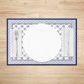 Lofaris Boho Retro Blue White Rhombus Set Of 4 Placemats