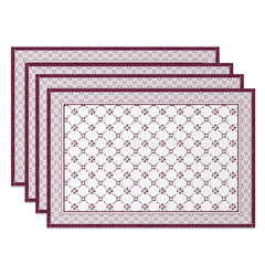 Lofaris Boho Retro Rose Red White Rhombus Set Of 4 Placemats
