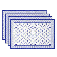 Lofaris Boho Royal Blue White Rhombus Set Of 4 Placemats