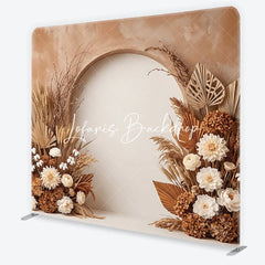 Lofaris Boho Rustic Dried Floral Arch Square Double-Sided Backdrop Natural Pampas Grass and Palm Leaves Photography Background