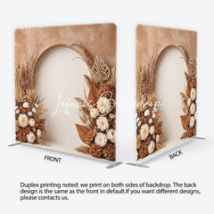 Lofaris Boho Rustic Dried Floral Arch Square Double-Sided Backdrop Natural Pampas Grass and Palm Leaves Photography Background