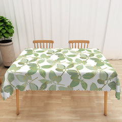 Lofaris Boho Spring Tablecloth with Green and Gold Leaves Elegant Botanical Decor for Wedding or Party