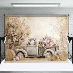 Lofaris Boho Spring Truck Floral Art Backdrop For Photography