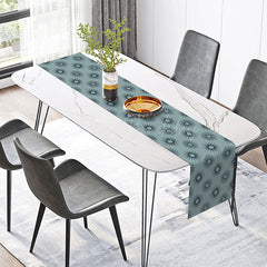Lofaris Boho Sun Pattern Table Runner in Abstract Teal Design Modern Kitchen Decor for Everyday Family Dinners