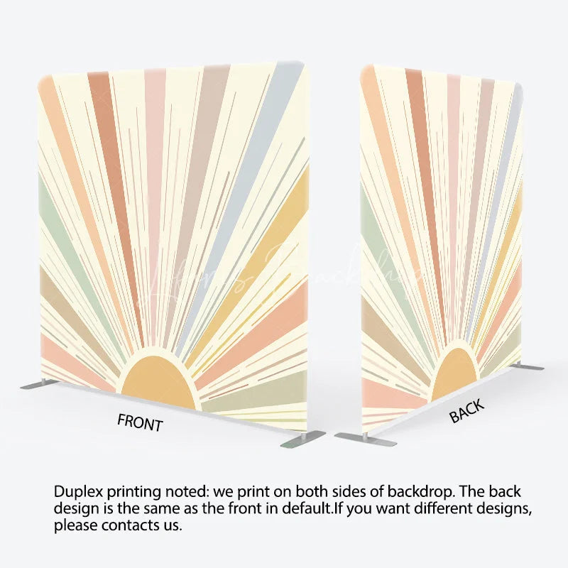 Lofaris Boho Sun Tension Fabric Backdrop Muted Retro Sunburst Decor Abstract Minimalist Theme Background for Birthday