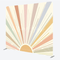 Lofaris Boho Sun Tension Fabric Backdrop Muted Retro Sunburst Decor Abstract Minimalist Theme Background for Birthday