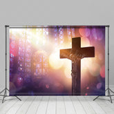 Lofaris Boho Sunlight Brown Cross Easter Photo Backdrop