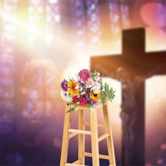 Lofaris Boho Sunlight Brown Cross Easter Photo Backdrop