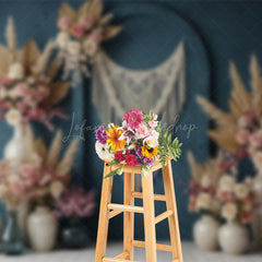 Lofaris Boho Sweet Elegant Blue Floral Arch Wedding Backdrop