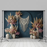 Lofaris Boho Sweet Elegant Blue Floral Arch Wedding Backdrop