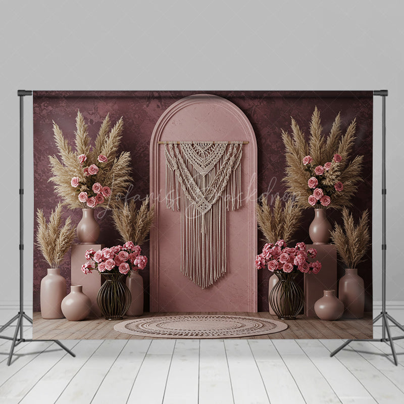 Lofaris Boho Sweet Soft Pink Floral Arch Wedding Backdrop