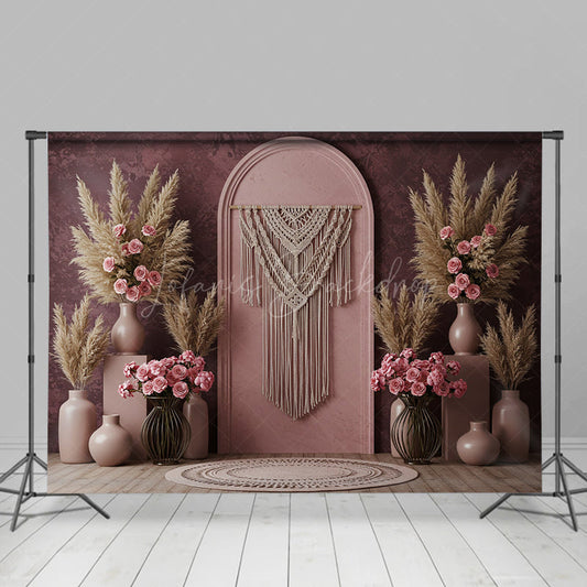 Lofaris Boho Sweet Soft Pink Floral Arch Wedding Backdrop