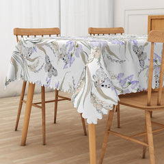 Lofaris Boho Tablecloth with Purple Flowers and Butterflies for Whimsical Garden Party Spring Decor