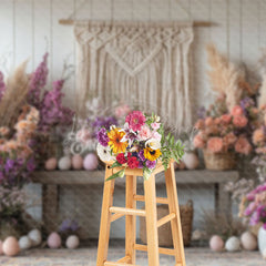 Lofaris Boho Tassel Easter Eggs Floral Spring Backdrop