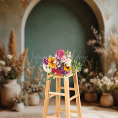 Lofaris Boho Vase Floral Retro Arch Wall Photography Backdrop
